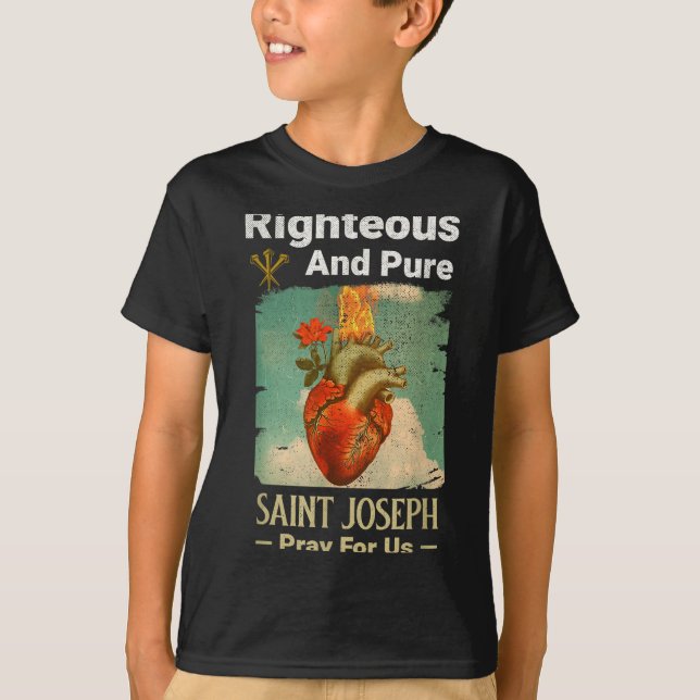 Camiseta Catholic St. Joseph, Patron Saint Of Fathers, Pray (Anverso)