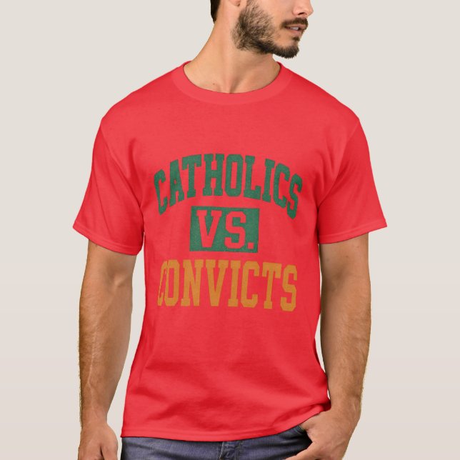 Camiseta Catholics Vs. Convicts Retro Distressed Style 1988 (Anverso)