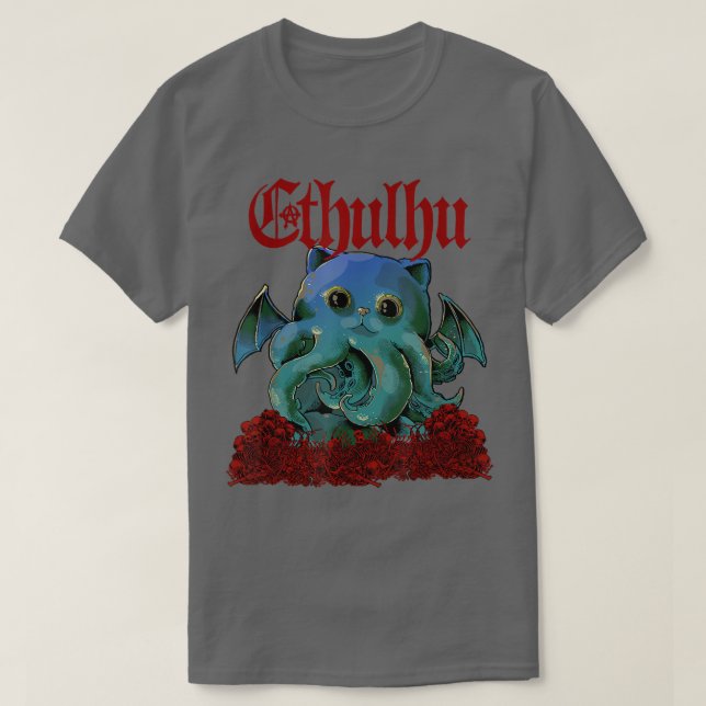 Camiseta Cathulhu Gracioso gato de Cathulhu Kawaii  (Diseño del anverso)