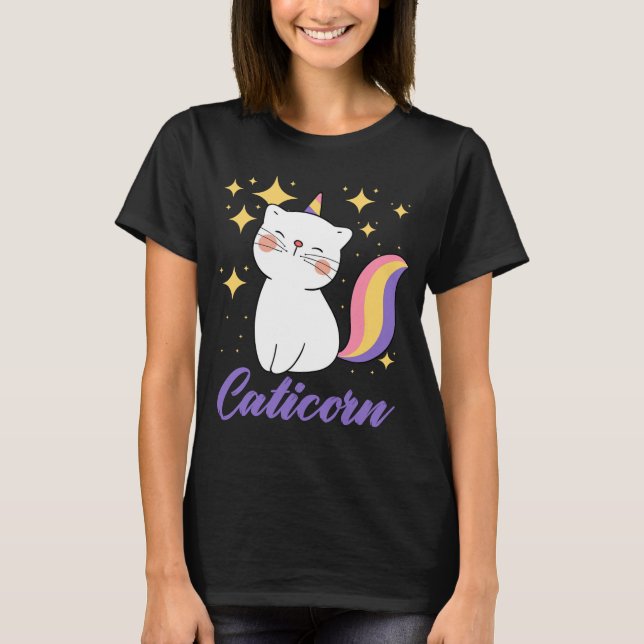 Camiseta Caticorn Cute Cat Con Regalos De Unicorn Horn (Anverso)