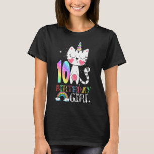 Camiseta Caticorn de unicornio lindo arcoiris 10 cumpleaños