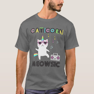Camiseta Caticorn Meowsic Un lindo unicornio gracioso baile