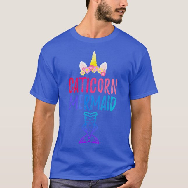 Camiseta Caticorn Mermaid Funny Cat Unicorn Swimmer Cute (Anverso)