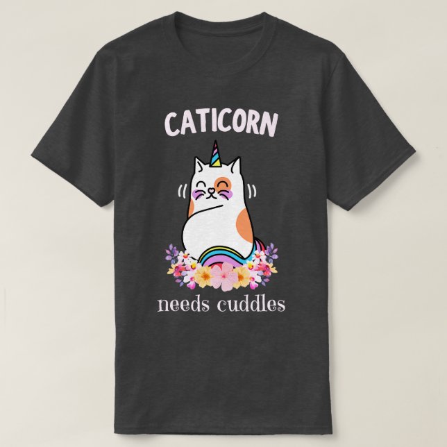 Camiseta Caticorn necesita cordones, un gato unicornio grac (Diseño del anverso)
