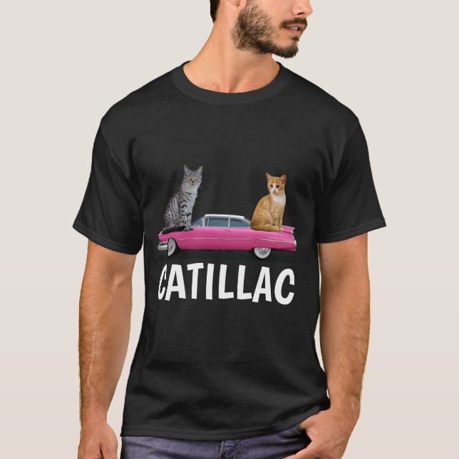 Camiseta CATILLAC CAT CLASSIC CAR COCHE Pink Caddy T-SHIRT (Anverso)