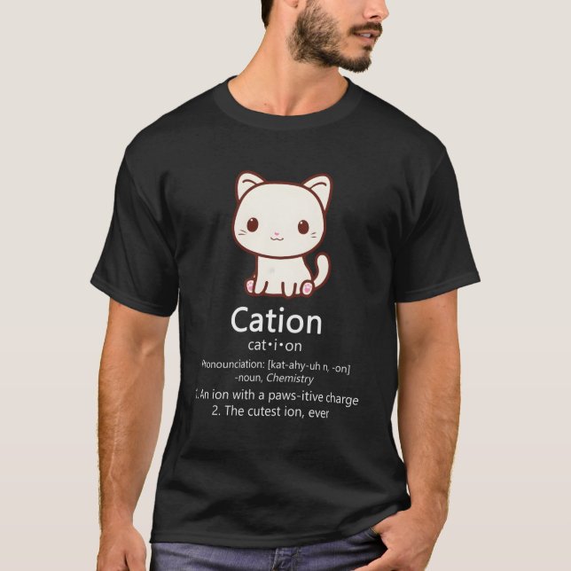Camiseta Cation Cat Ion Science Pawsitive Pun Química (Anverso)