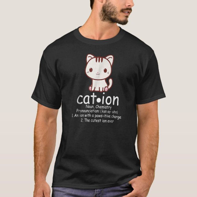 Camiseta Cation Cat Ion Science Pawsitive Pun Química (Anverso)