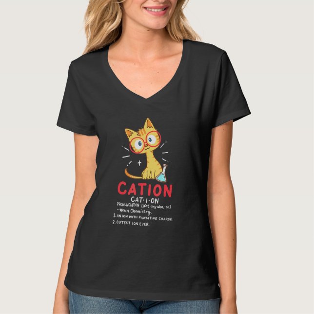 Camiseta Cation Cute Cat Science Chemistry Pun Teacher (Anverso)