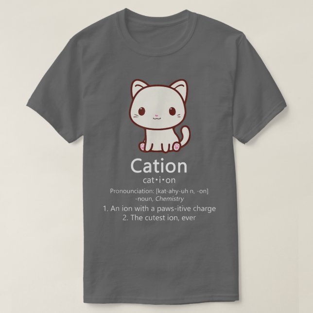 Camiseta Cation Funny Cat Ion Science Pawsitive Pun Chemist (Diseño del anverso)