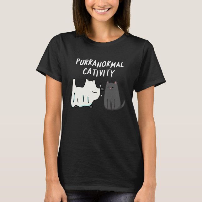 Camiseta Catividad Purranormal Halloween Cat Pun Dark BG (Anverso)
