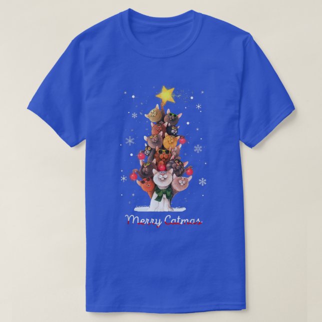 Camiseta Catmas Tree Ugly Christmas Funny Xmas Cat Gift  (Diseño del anverso)
