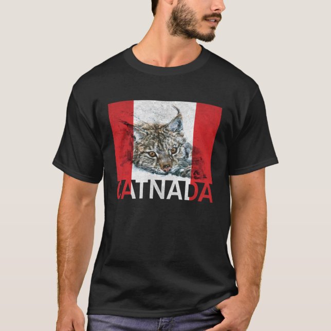 Camiseta Catnada Lynx Canadensis Canadian Flag Maple Leaf V (Anverso)