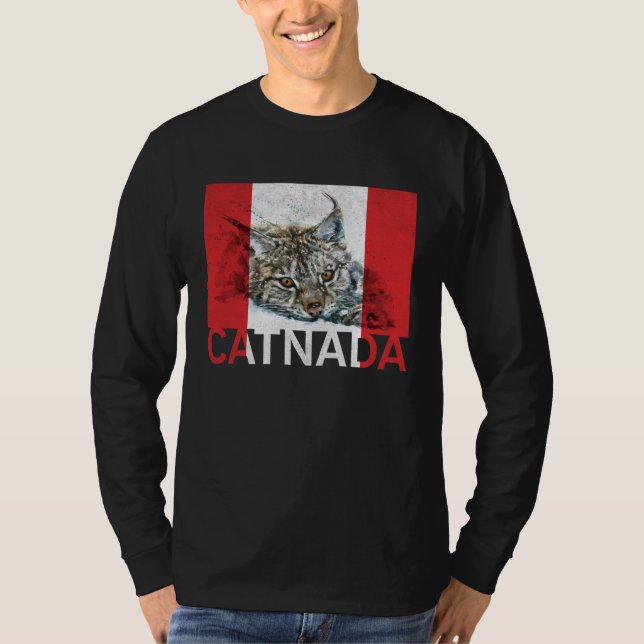 Camiseta Catnada Lynx Canadensis Canadian Flag Maple Leaf V (Anverso)