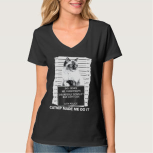 Camiseta Catnip Me Hizo Hacerlo Tee Cat Mugshot Kitten Catt