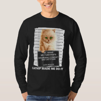 Camiseta Catnip Me Hizo Hacerlo Tee Cat Mugshot Kitten Catt