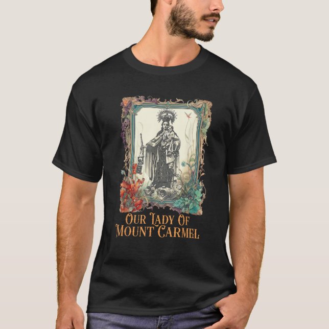 Camiseta Católica de Nuestra Señora del Monte Carmel Marian (Anverso)