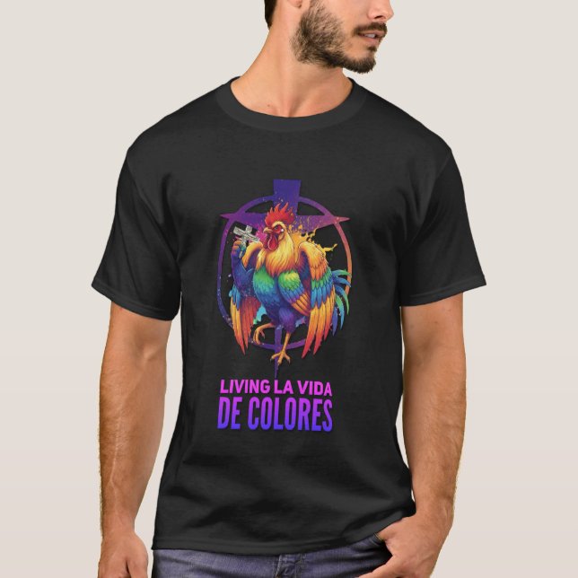 Camiseta Católico Gallo de Arcoíris Cursillo DeColores (Anverso)