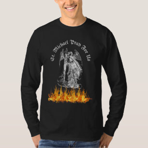 Camiseta Católico San Miguel Reza Por Nosotros Echando a Sa