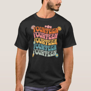 Camiseta Catorce retro 70 Fiesta de moda de flores Cumpleañ