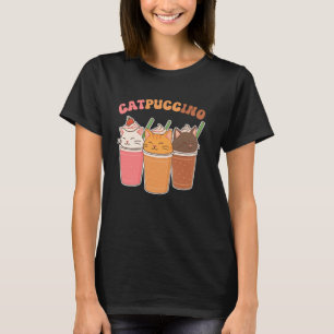 Camiseta Catpuccino Mujer Amante del Café y Gatos Lindos