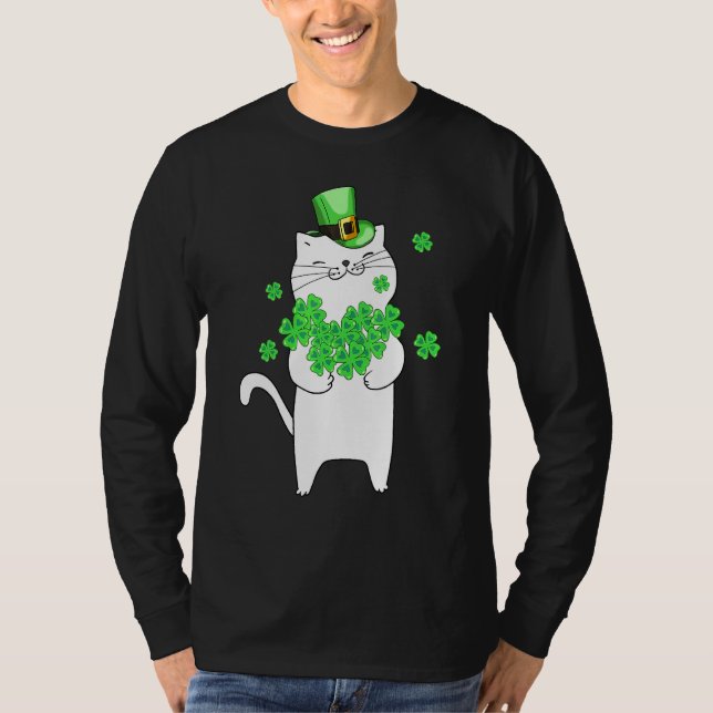 Camiseta Catricks Day Cat Shamrock St Patricks Day Lucky (Anverso)