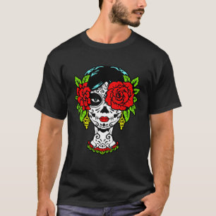 Camiseta Catrina Calavera de azúcar mexicana con ojo de ros