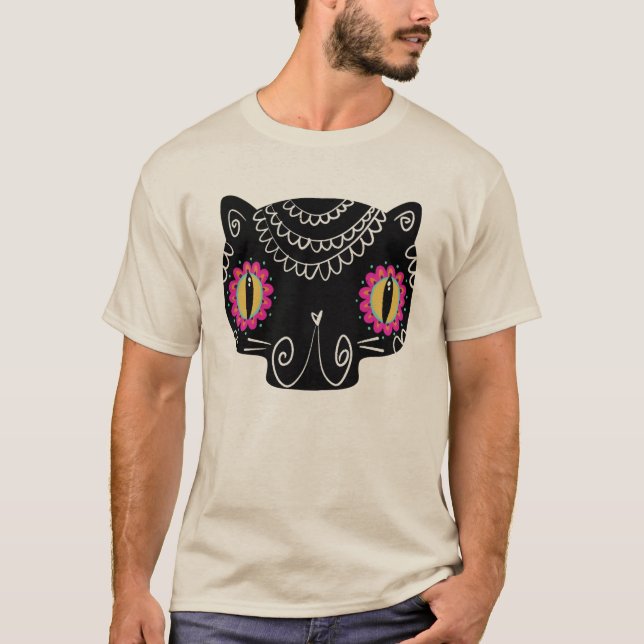 Camiseta Catrina de gato de cráneo de azúcar Día de los mue (Anverso)