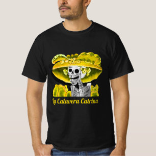 Camiseta Catrina de La Calavera en bonnet amarillo