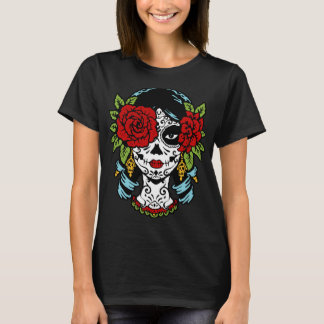 Camiseta Catrina Sugar Skull Calavera Rosa mexicano Ojo - A