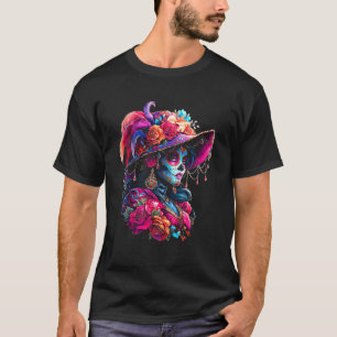 Camiseta Catrina Vibrante Cráneo de Azúcar Día de los Muert