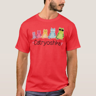 Camiseta Catryoshka juego lindo gatos diversión de muñeca r