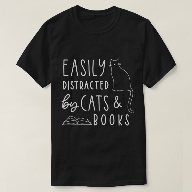 Camiseta Cats and Books Lover Funny Reading Tee (Diseño del anverso)