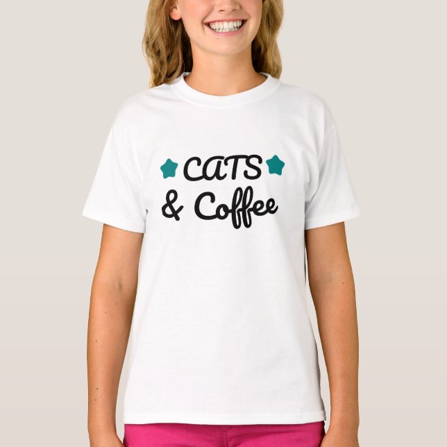 Camiseta Cats and Coffee, Perfect Gift for Cat & Coffee Lo (Anverso)