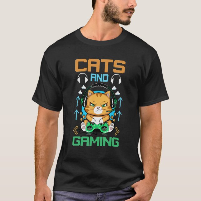 Camiseta Cats And Gaming Color Cute Kitten (Anverso)