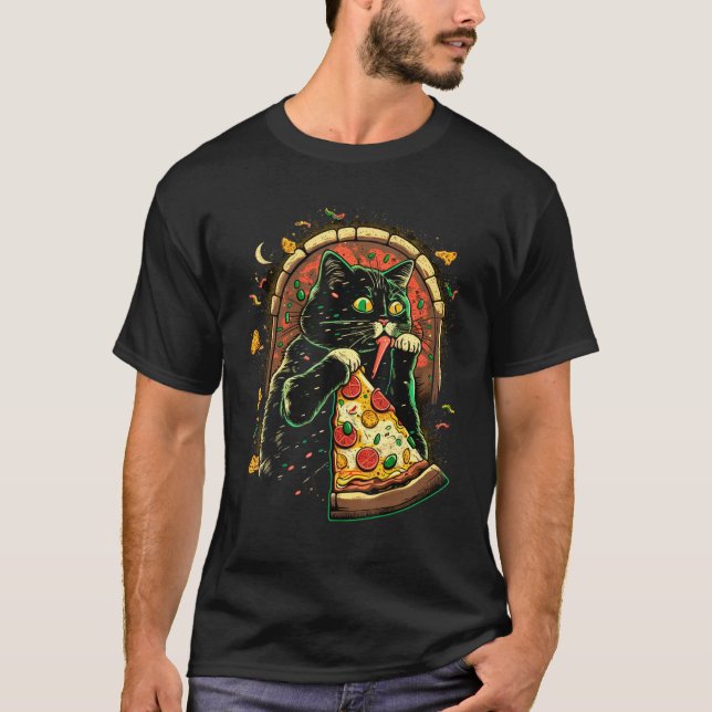 Camiseta Cats And Pizza Funny Design Cat Lovers Pizza Lover (Anverso)