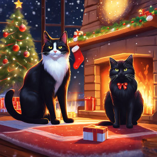 Camiseta Cats and Santa Clause Template Tshirt