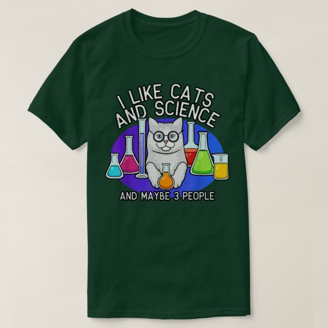 Camiseta Cats And Science , Cat Lover T, Cat Tee, Cat  (Diseño del anverso)
