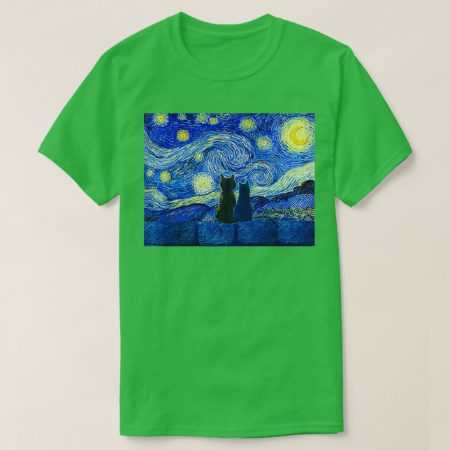 Camiseta Cats and Starry Night  (Diseño del anverso)