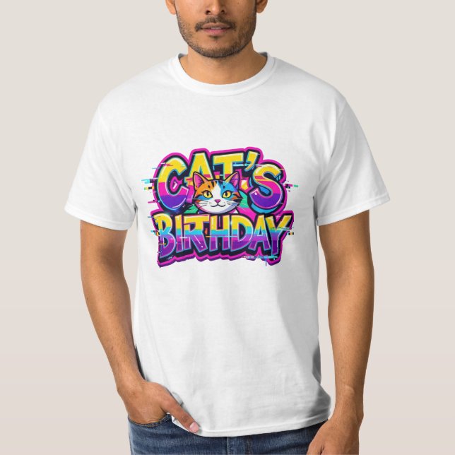 Camiseta Cat's Birthday Rainbow Glitch (Anverso)