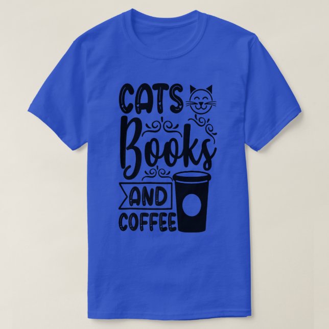Camiseta Cats Books and Coffee Kitty Cat Lover  (Diseño del anverso)