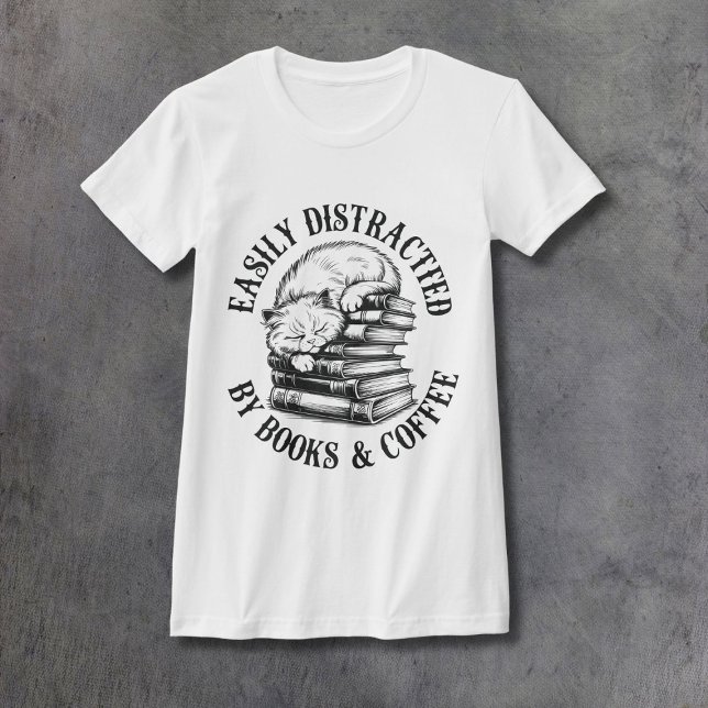 Camiseta Cats, Books, & Coffee Women's Fitted (Subido por el creador)