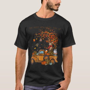 Camiseta Cats Cae Calabaza de calabaza lleno Camión de otoñ