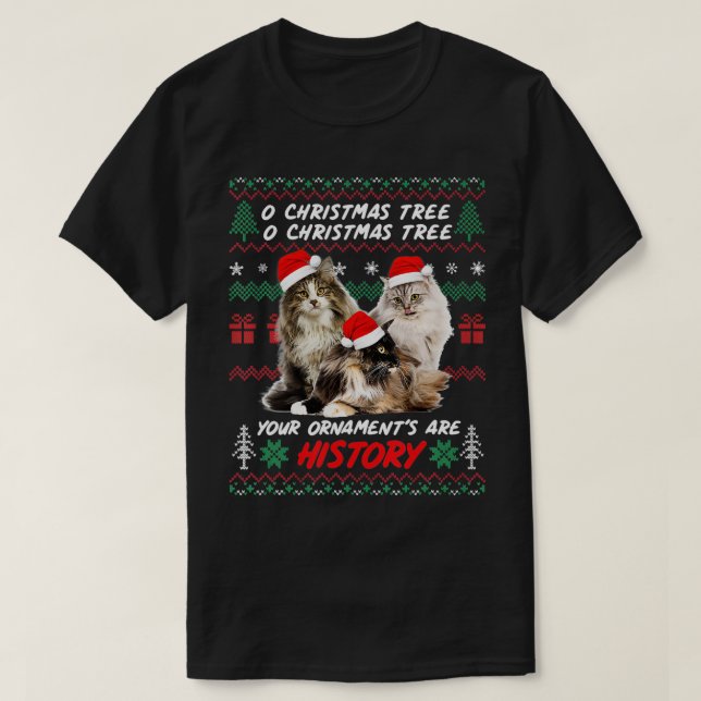 Camiseta Cats Christmas Funny Ornaments Norwegian Forest Ca (Diseño del anverso)