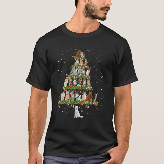Camiseta Cats Christmas Tree Ornament Decor (Anverso)