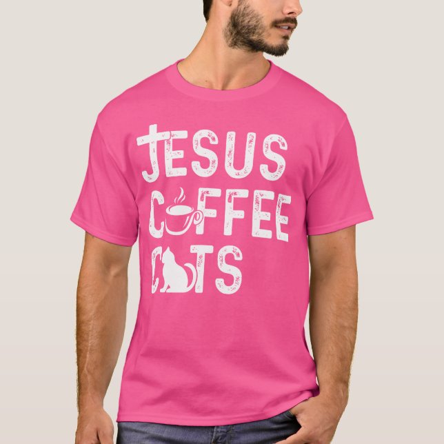 Camiseta Cats de café de Jesús cristiano - Cafetería de gat (Anverso)