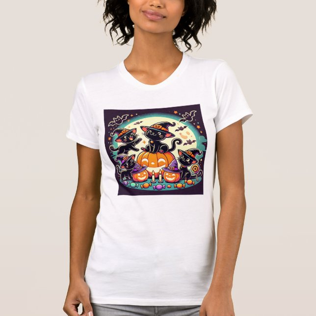 Camiseta Cats de Halloween T-Shirt (Anverso)