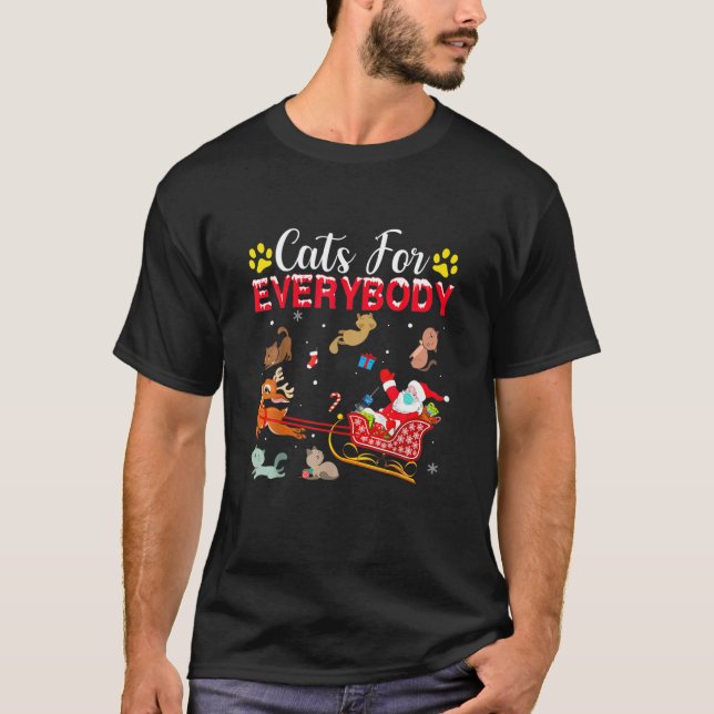 Camiseta Cats For Everybody Christmas 2021 Cat Sleigh Funny (Anverso)