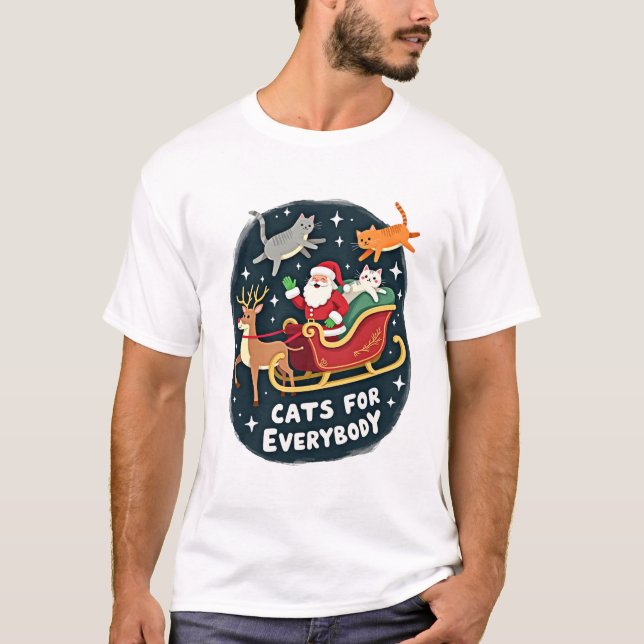 Camiseta Cats For Everybody Christmas Cat Funny Xmas Women  (Anverso)
