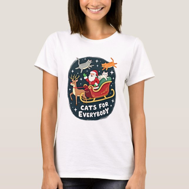 Camiseta Cats For Everybody Christmas Cat Funny Xmas Women  (Anverso)