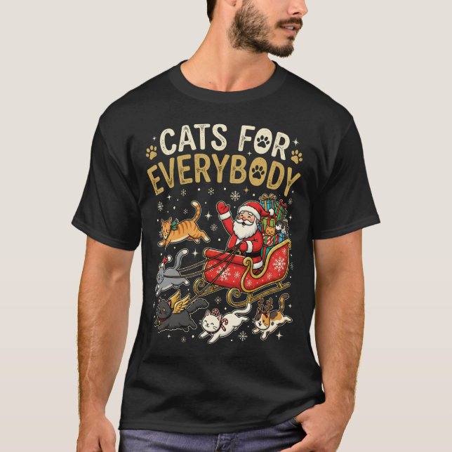 Camiseta Cats for Everybody Christmas Santa Hat Funny Meowy (Anverso)
